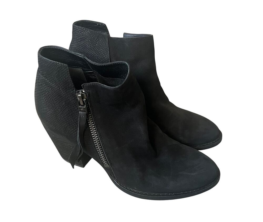 Sam Edelman 'Macon' Women's SZ 6 Black Nubuck Leather Snake Print Ankle Boot